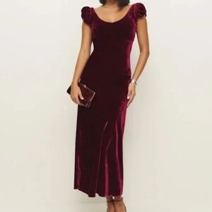 Reformation Rhia Velvet Dress Red - Size 4